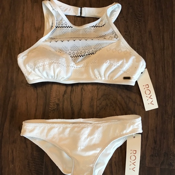 Roxy Other - ROXY White Mesh Open Back Cheeky Bottom Bikini S/M